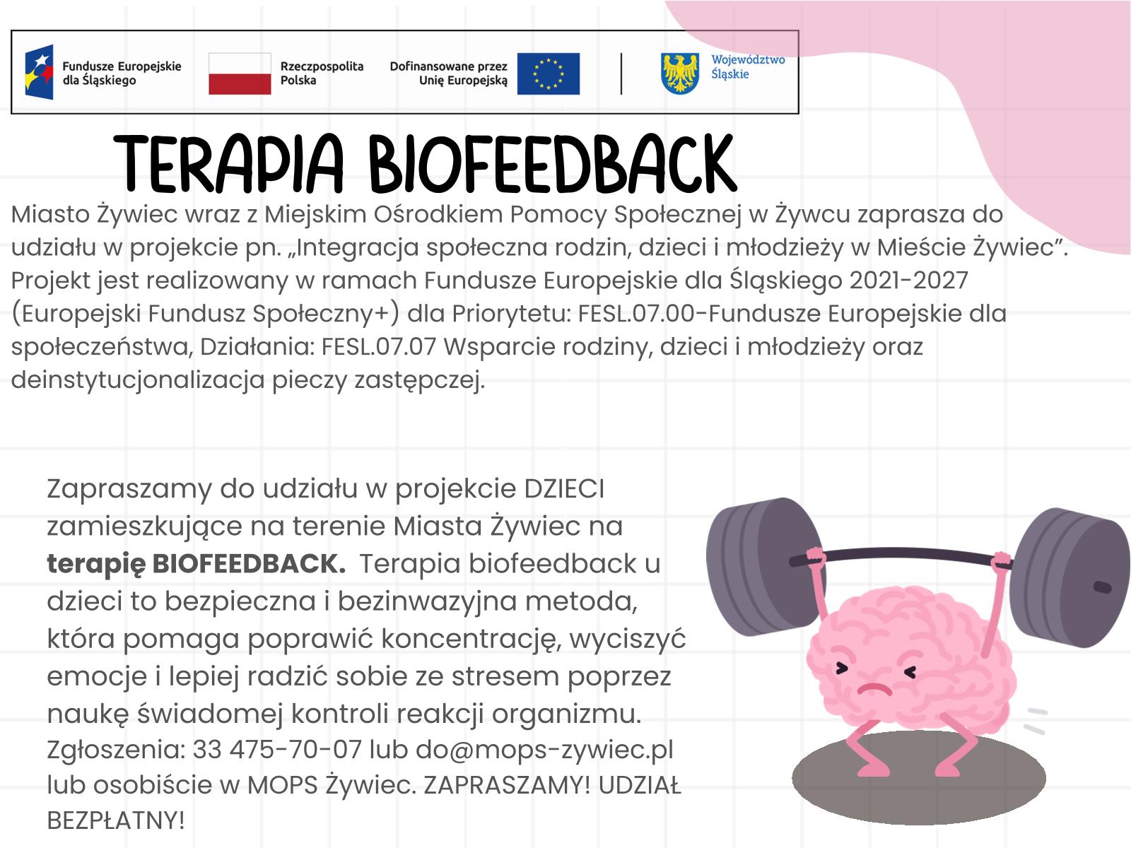 ulotka z informacjami na temat TERAPII BIOFEEDBACK
